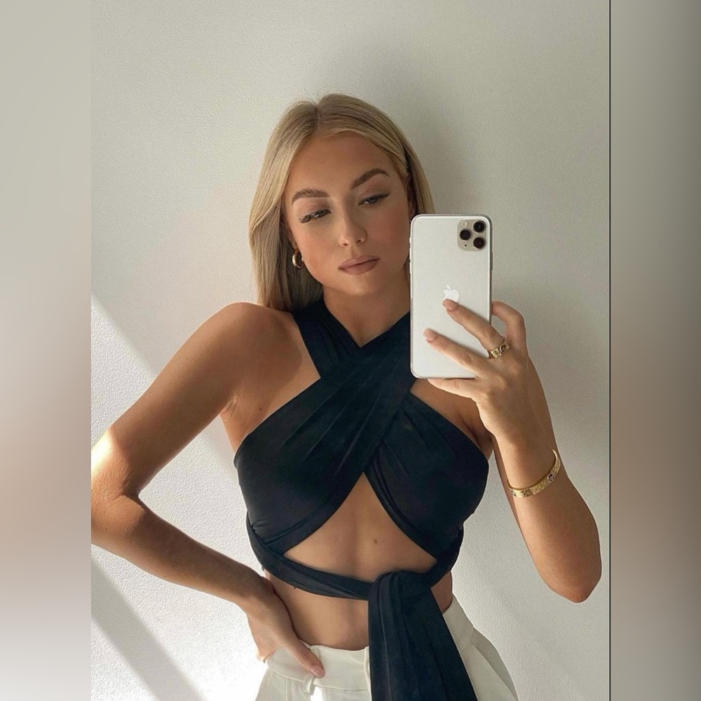 Elegant Black Wrap Top